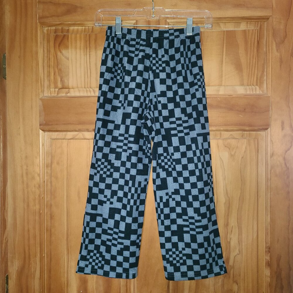 5/$30 Boys Cuddl Duds Black/Gray Checkered Fleece Pajama Pants